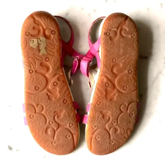 Girl’s Clark Pink and white Leather Sandals 2.5 - Picture 3 of 7